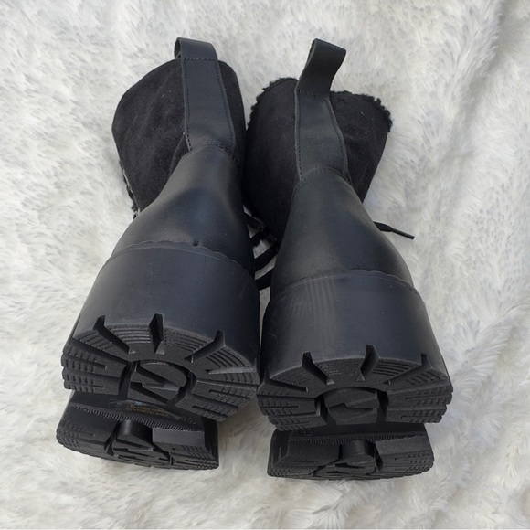 Bootlegger | Black NWT 7 1/2 Military Combat Lace Up Sherpa Leather Boots - Picture 8 of 13